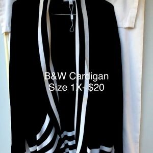 Black and White Long Sleeved Cardigan size 1X
